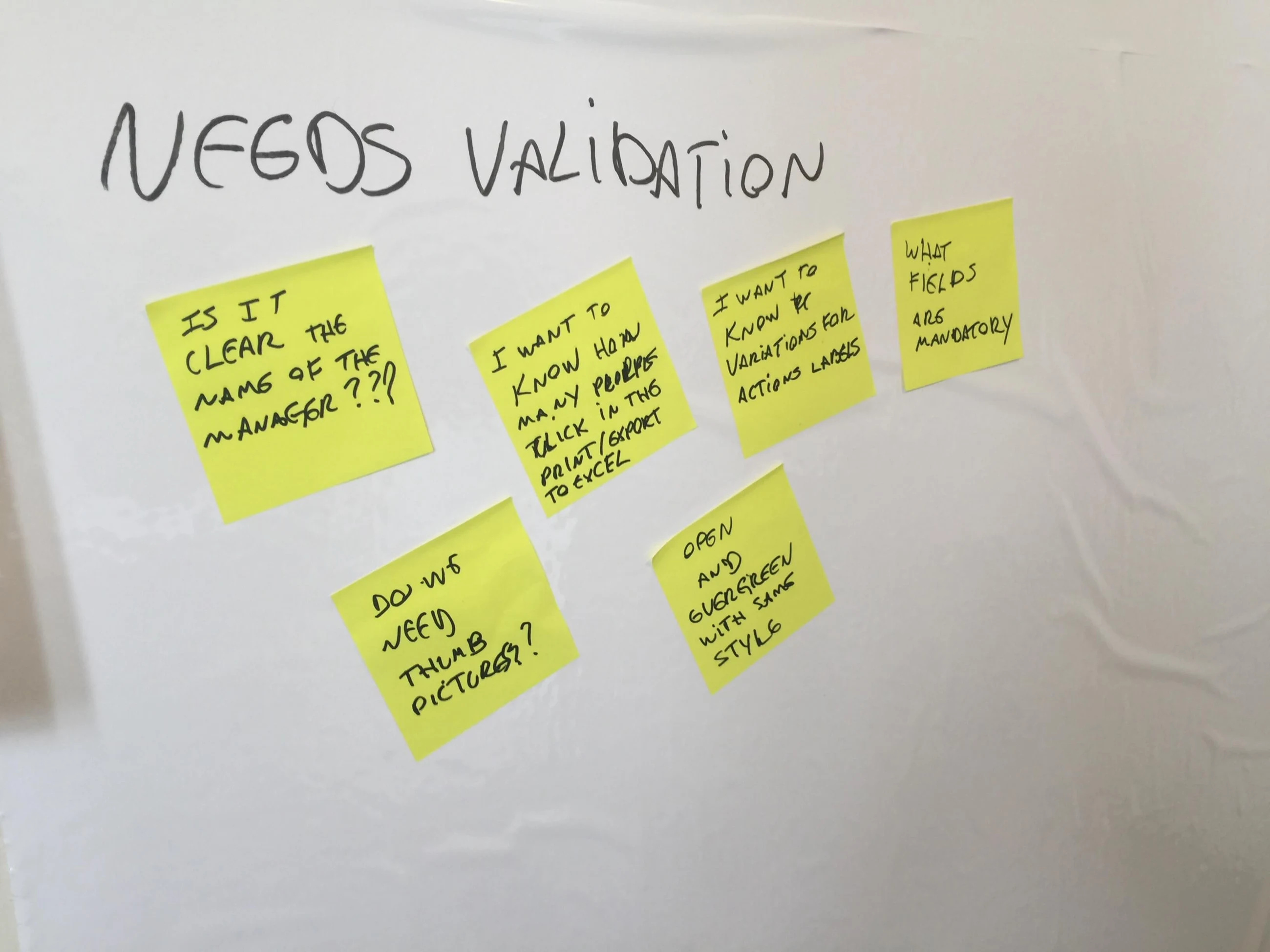 Separating assumptions from validated needs.